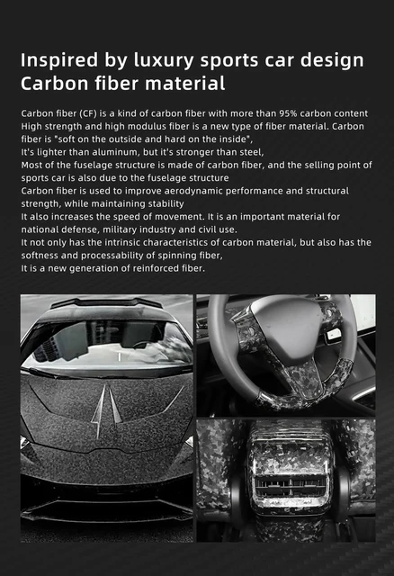 3K240G Carbon Fiber Interior Modification Kit For Tesla Model3 Model Y 2023  Car Steering Wheel Center Control Decoration - AliExpress