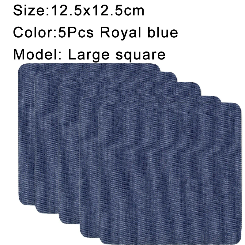 Denim Iron-On Patch Set: Self-Adhesive Blue Cotton Repair Patches
