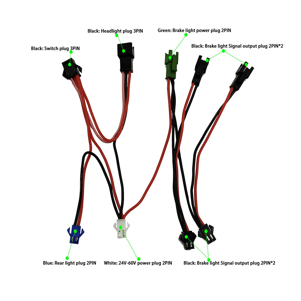 Enhanced Electric Bicycle Light Set Cable - Durable Power Supply for Headlight, Ebike Accessories
