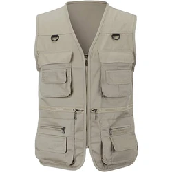 Men's Summer Tactical Multi-Pocket Outdoor Vest - Asian 2XL (Dark Khaki)