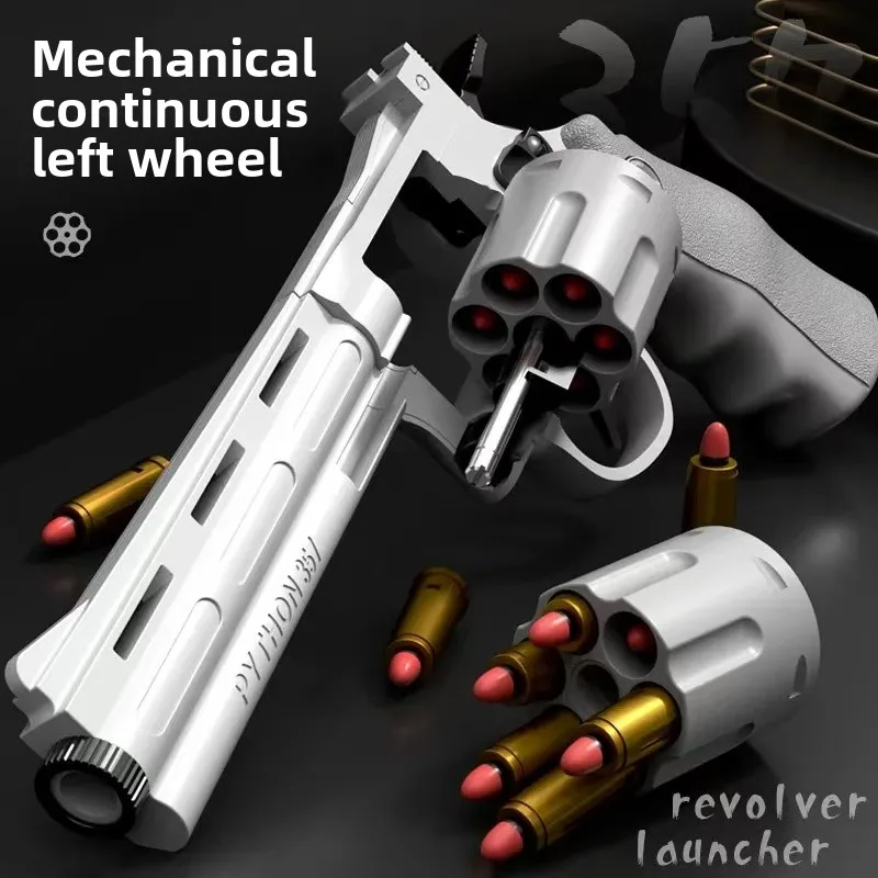 Soft Bullet Toy Gun Set with Ejecting Revolver for Kids, One-Key Detachable Pistol, Continuous Shooting 5