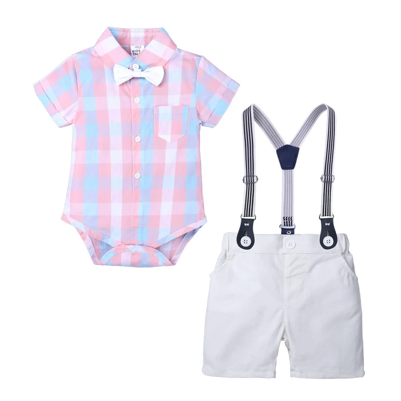 

Комплект одежды для маленьких мальчиков, комбинезоны с коротким рукавом и галстуком-бабочкой + шорты на бретелях, джентльменская одежда для малышей
