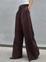 Parc Fee Fashion Loose Coffee Office Women Pants 2025 Casual High Waist Wide Trousers Elegant Full Length Pants Female Clothing - Image 2