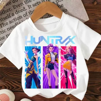 Kpop Demon Hunters Cartoon Tee Shirt Harajuku Cool Kids T-shirts Cotton Summer Tops Saja Boys Outfits Gift Baby Girl Boy Clothes 1