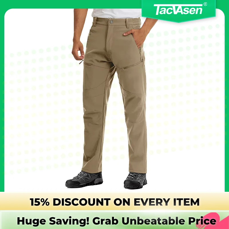 Mens Winter Fleece Lined Cargo Work Trousers