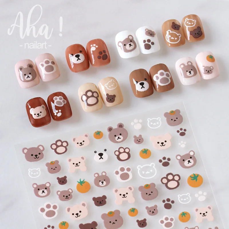 3D Cartoon Bear Nail Sticker Cute Rabbit Japanese Anime Panda Flower Smiley Sliders for Art Decorations Dropshipping | Красота и