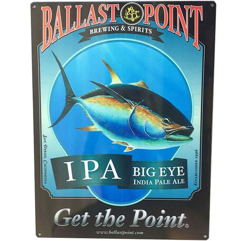 cutespree Ballast Point Big Eye IPA Tuna Fish Craft Beer Brewery Vintage Ad Metal Sign Home Wall