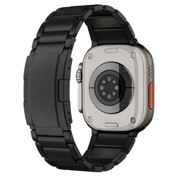 Luxury Titanium Business Style Watch Strap Bracelet for 44mm 45mm (Black)