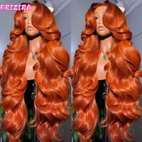 Perruque Lace Front HD 13x6 en Cheveux Humains, Densité 250, Ondulation Body Wave, Couleur Gingembre Orange, 30 pouces, Sans Colle, Pré-épilée 1