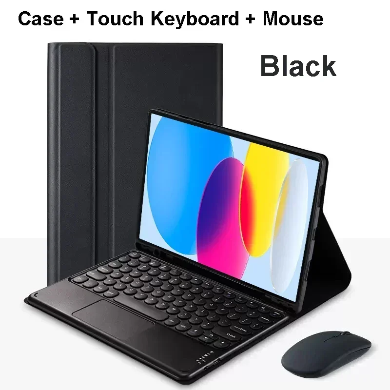 Magnetic Keyboard PU Leather Tablet Case with Bluetooth Mouse Cover