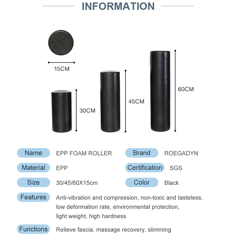 Pilates Yoga Foam Roller 30/45/60CM Exercise Equipment Massage Body for Women/Men