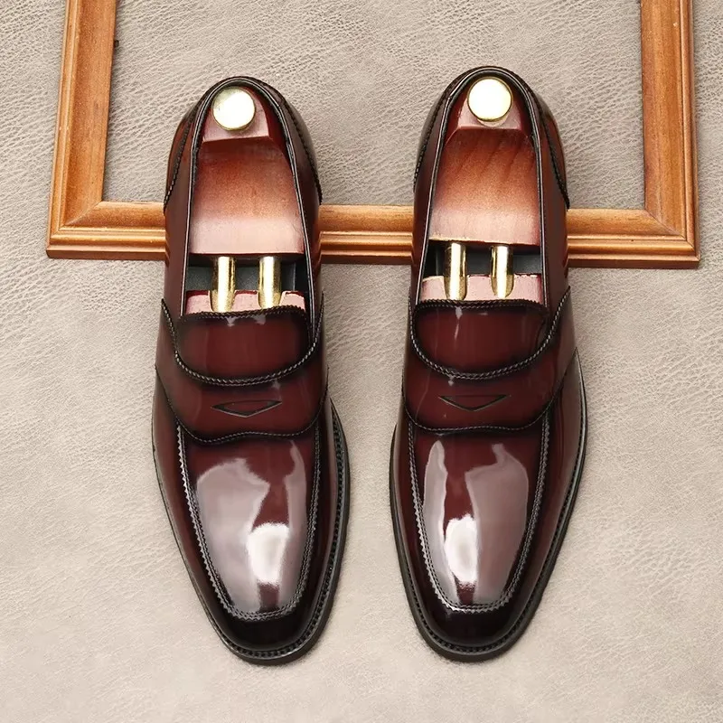 Men's Shoes Foot Cover Patent Leather Leather Style Handmade Shoes Men Marriage Love High-grade