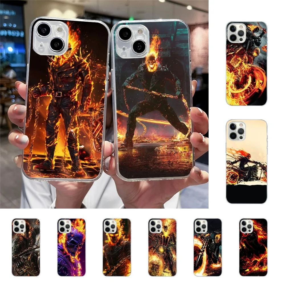 Custodia Per Telefono Ghost Rider Per Iphone 15 11 13 14 Pro Max 7 8 Plus X Xr Xs Max Se2020 12Mini Cover Trasparente