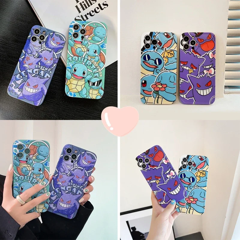 Pokemon Gengar Squirtle Cartoon Anime Phone Case Per Iphone 13 12 11 Pro X Xs Xr Max 13Promax Custodie Resistenti Alla Caduta Cover Shell