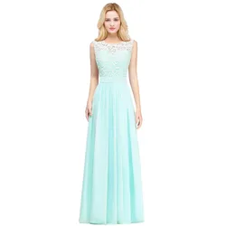 Elegant Mint Green Lace Bridesmaid Dress - Long Formal Evening Gown for Women (Mint Green)