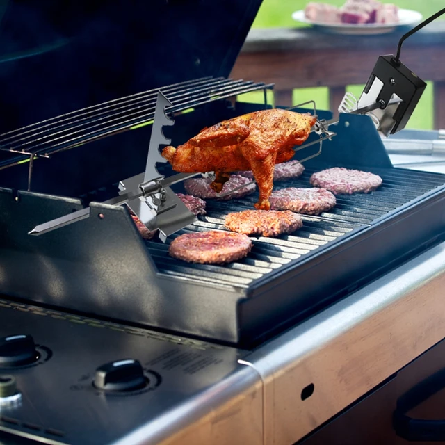 Univerzális Automatikus Grill Rotisserie Készlet 4W Elektromos Motorral, Bbq Tartócsontos Pörkölt Rúd Húsvilla Teljes Tartó Szerszám - Image 3