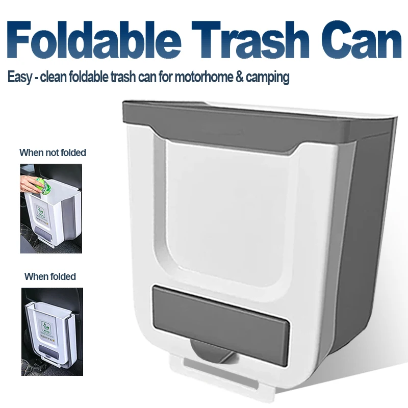Poubelle pliable de grande capacité, matériau facile à nettoyer, accessoire de camping-car, maison, voiture, cuisine, Hurhome
