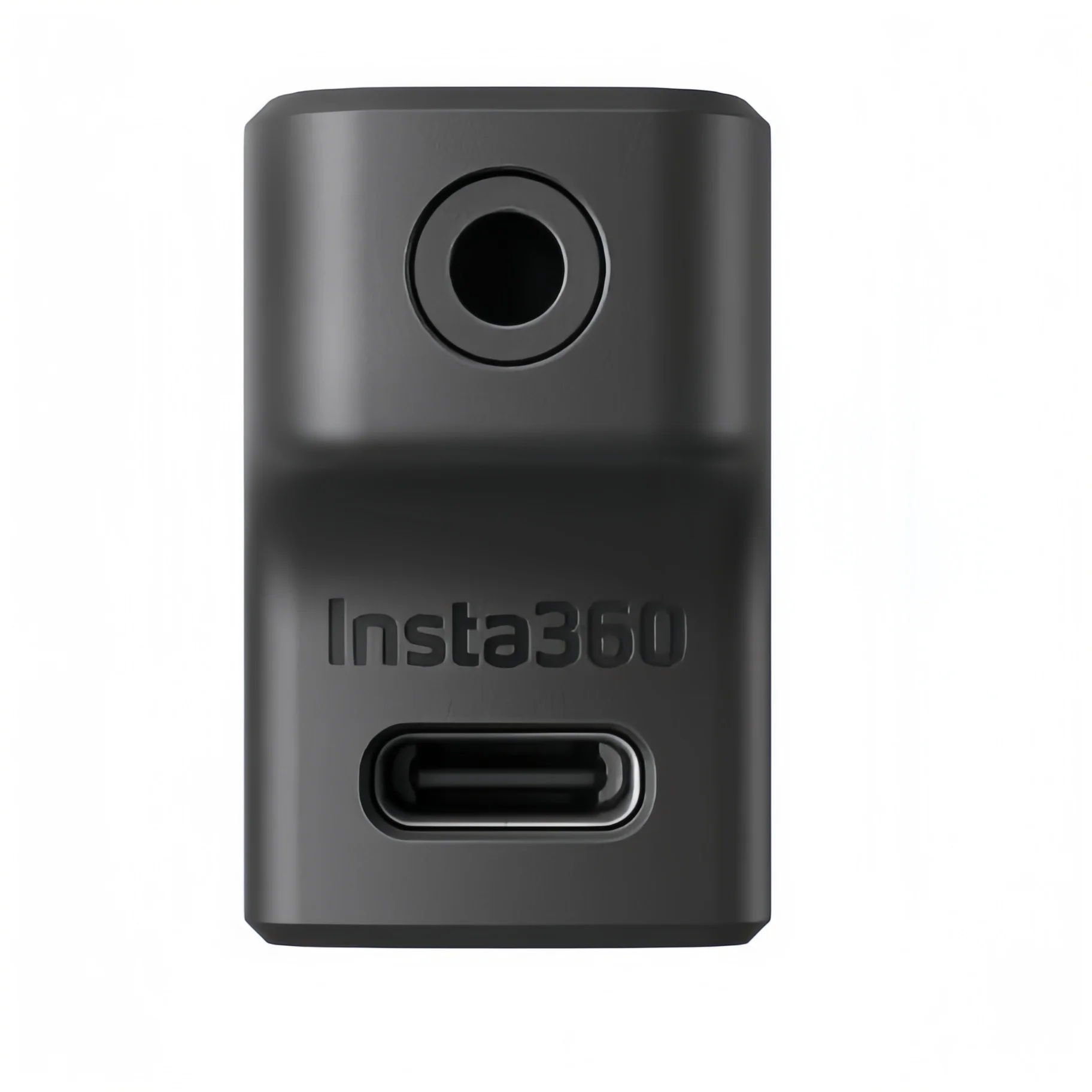 Adaptateur audio universel pour Insta360 Ace et Ace Pro, emballé dans sa boîte, avec accessoires de charge et micro externe.