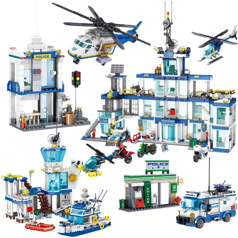 

Street View City Police Station Building Blocks SWAT Coast Guard Command Center Bricks Model Toys For Boy Birthday Gift MOC