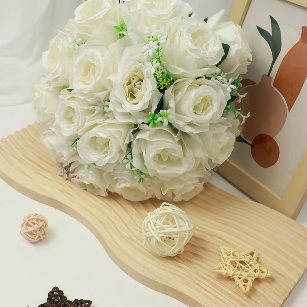 Bouquet Di Rose Artificiali Bianche Champagne CYANLUX | Per Matrimoni, San Valentino E Decorazioni | Elegante E Fatto A Mano
