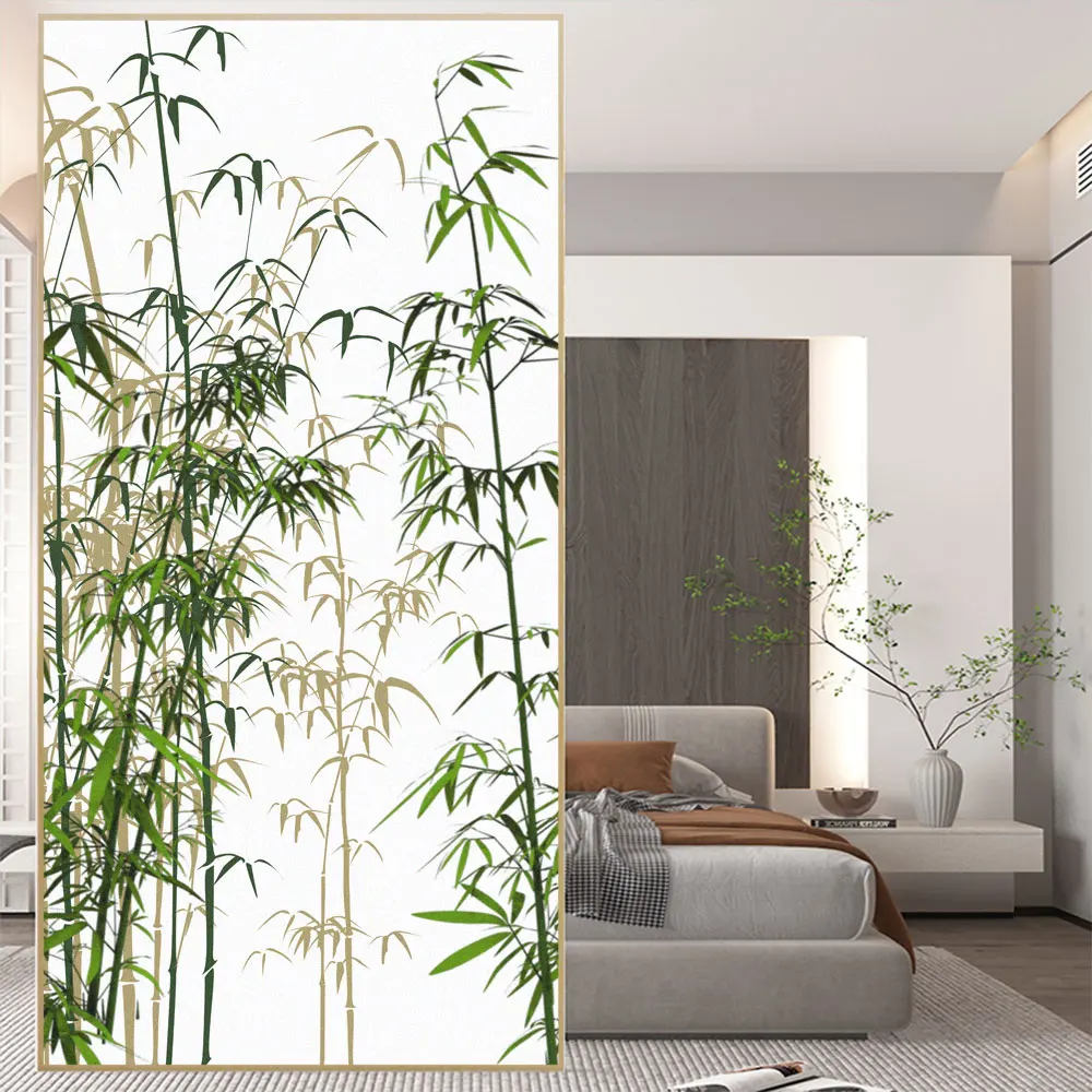 

Static Cling Privacy Window Film Heat Control UV Blocking Window Glass Sticker Bamboo Decorative Frosted Window Film