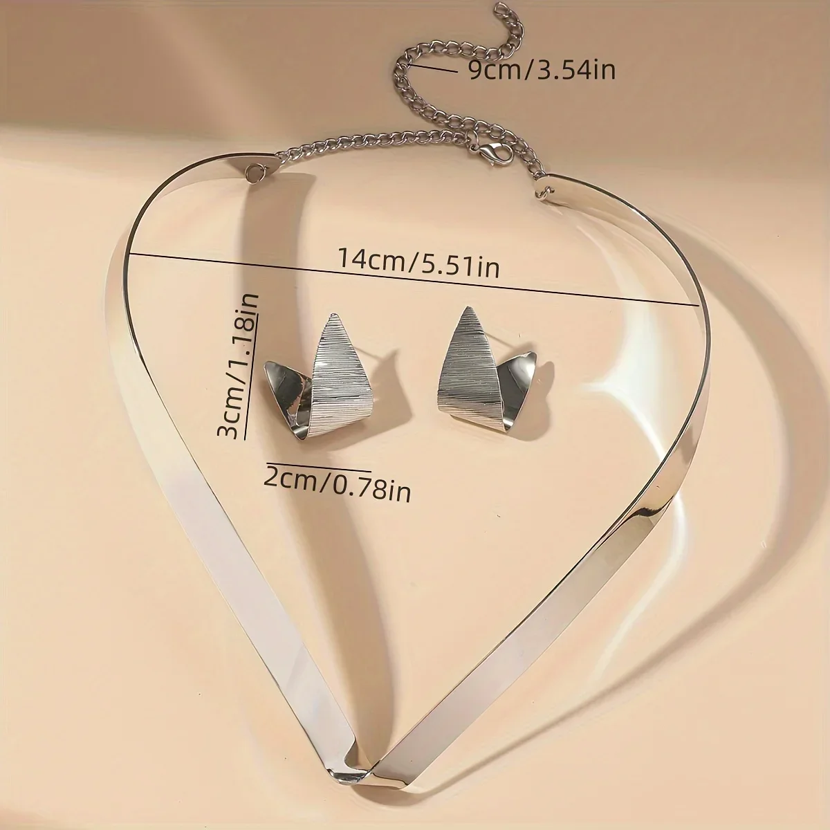 3 Piece Simple Punk Jewelry Set, Zinc Alloy Choker and Earrings, Everyday and Party Wear, Metallic Fashion Accessories, Ladies