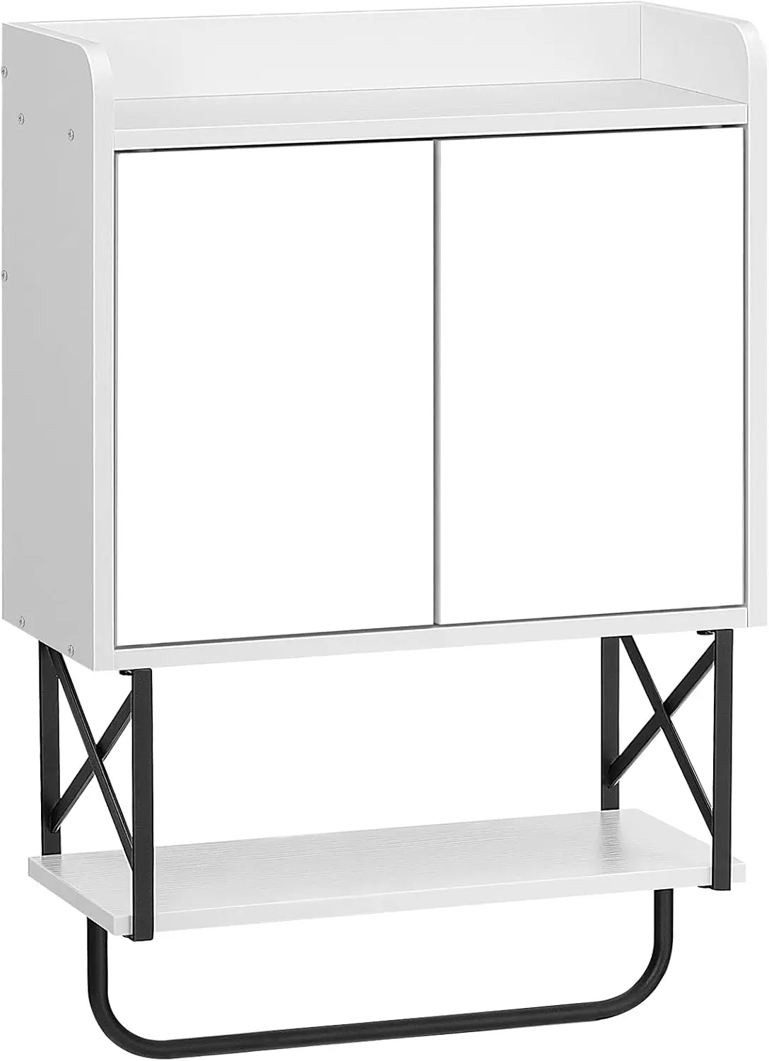 Medicine Wall Cabinet with Mirror, Bathroom Storage Cabinet with Hidden Space and Towel Bar, Double Mirrored Doors