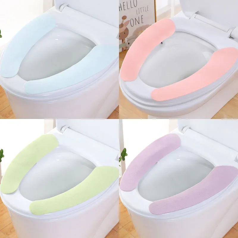 2PCS/Set 5 Colors Soft & Comfortable Washable Bathroom Accessories Warm Toilet Seat Cover Closestool Mat Paste Cushion Universal 2