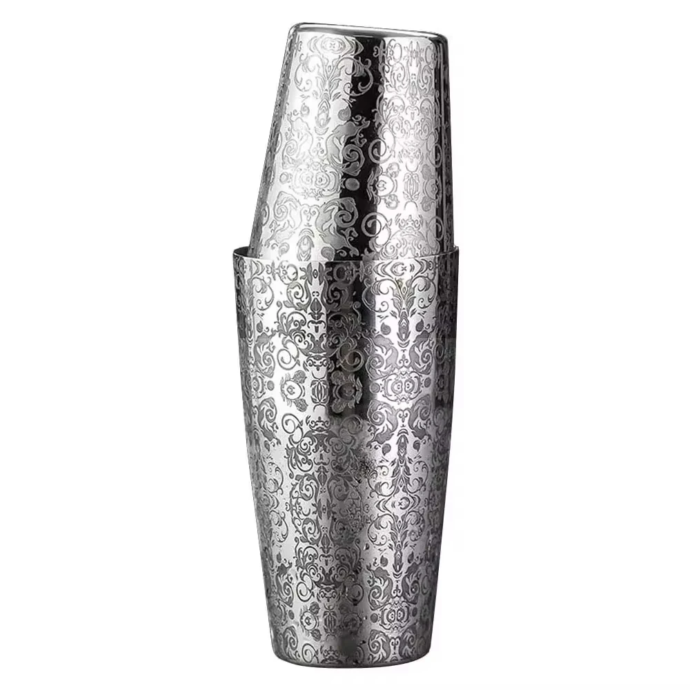 Etched Boston Cocktail Shaker Bar Tins Stainless Steel Bartender Kit Engraved Mixing Shaker Set Bar Tools