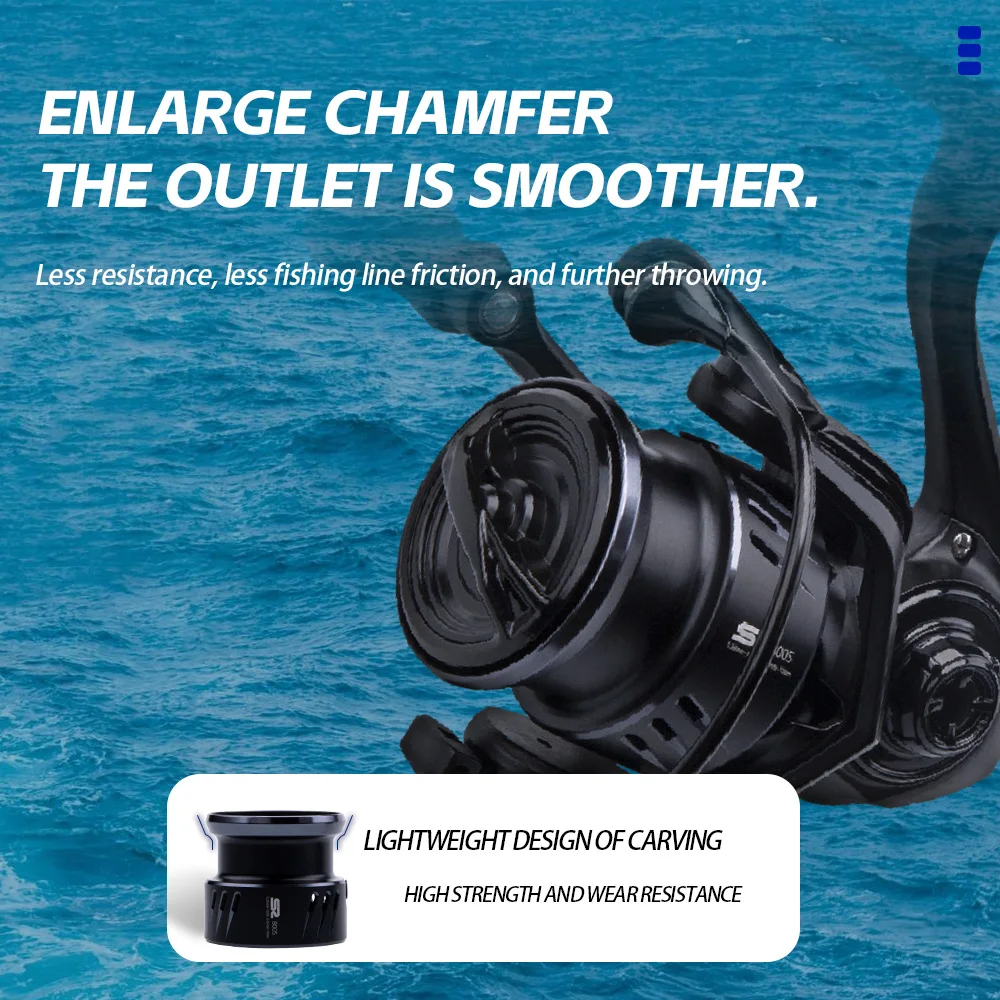 FISHINGFANS Mulinello da Pesca Spinning 800S 1000S 1500S 2000S 2500S con Telaio in Carbonio Leggero - immagine 3