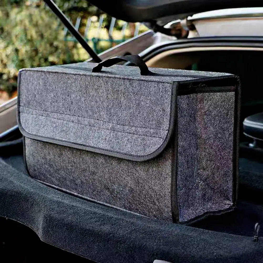 New Car Trunk Organizer Car Collapsible Soft Felt Storage Box Cargo  Container Box Trunk Bag Stowing Tidying Holder Multi-Pocket - AliExpress