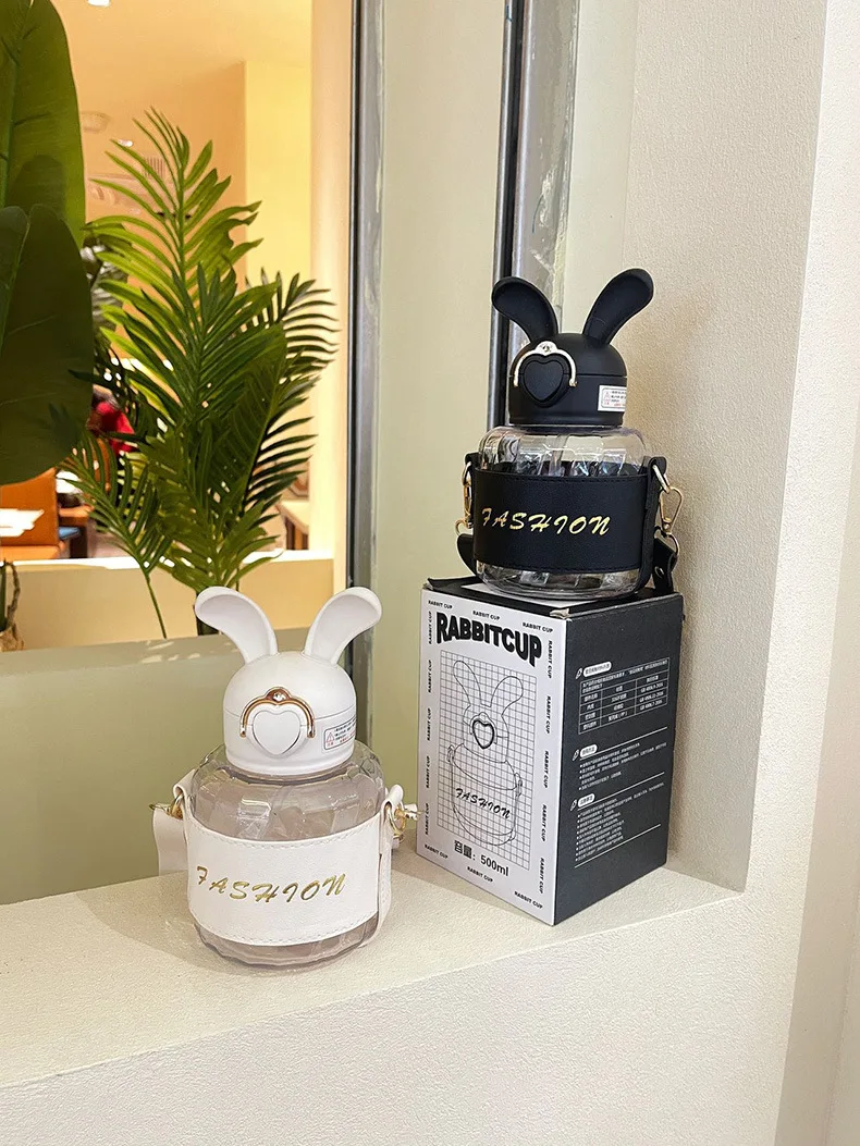 Rabbit Plastic Cup Female Internet Celebrity High Beauty Creative Gifts Adult, Student Portable Cup Accompanying Water Bottle 13 006.Jpg