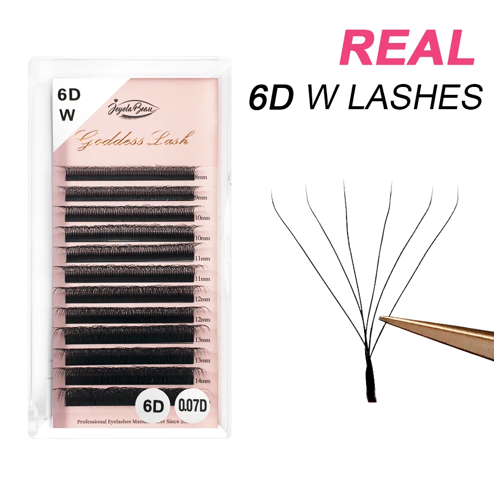 

Goddess Cilios 6D W-shaped Eyelash Extension Automatic Flowering W Lashes C/D Curl High Quality individual Fake Eyelashes