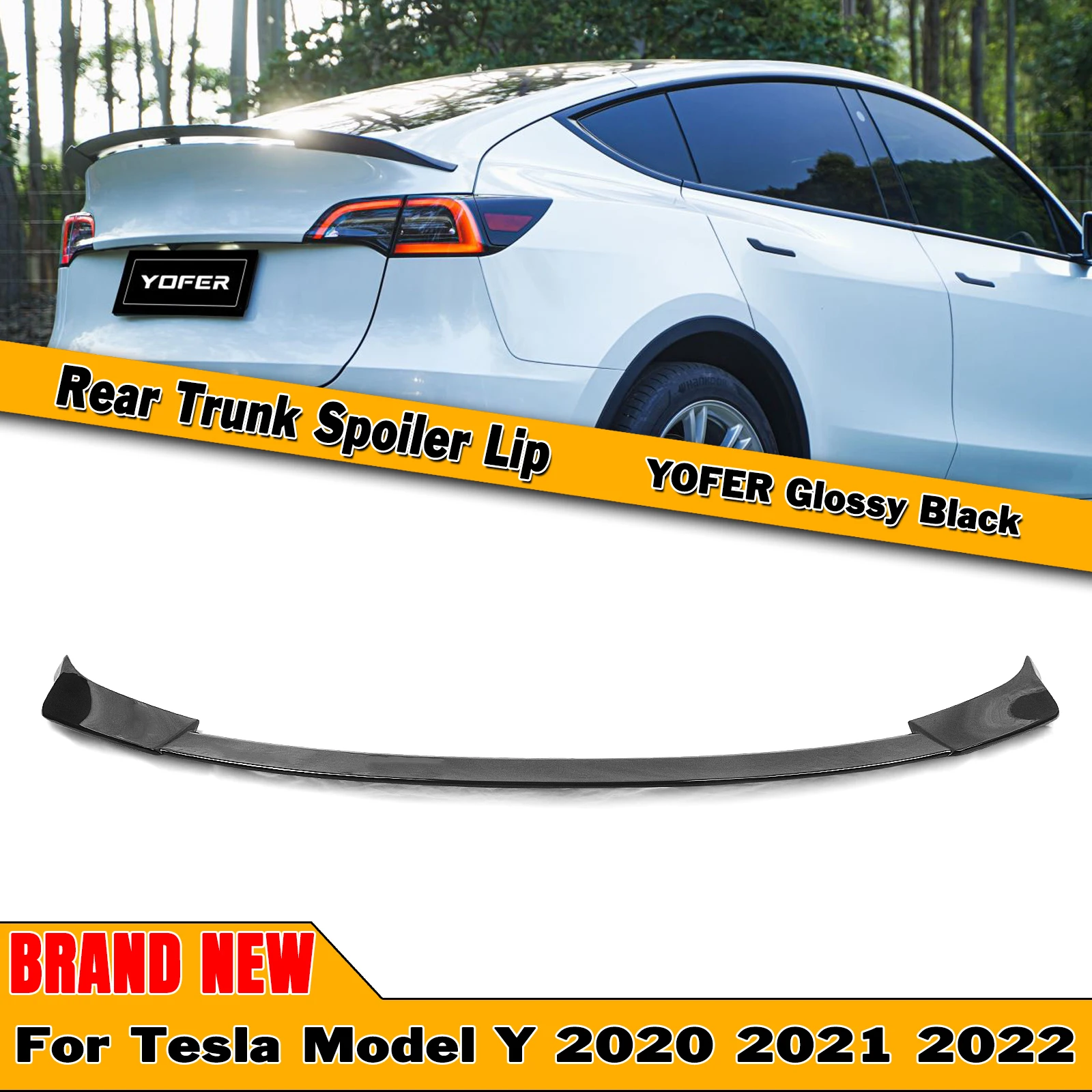 

YOFER Style Rear Spoiler Wing For Tesla Model Y 2020 2021 2022 All Models Gloss Black Decklid Trunk Lid Splitter Lip Flap Trim