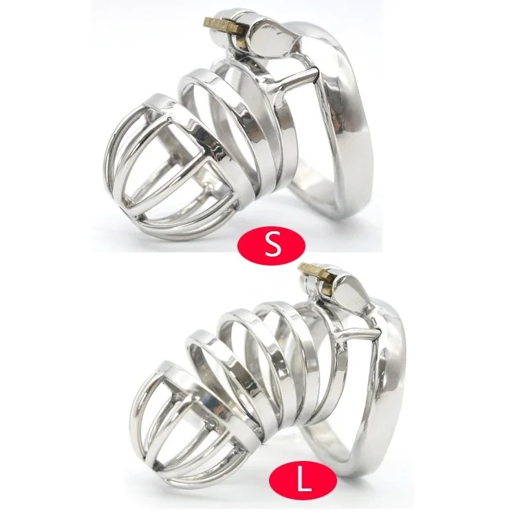 Male Stainless Steel Cock Cage Penis Ring Chastity Device Catheter Stealth New Lock Adult Belt Sex Toy