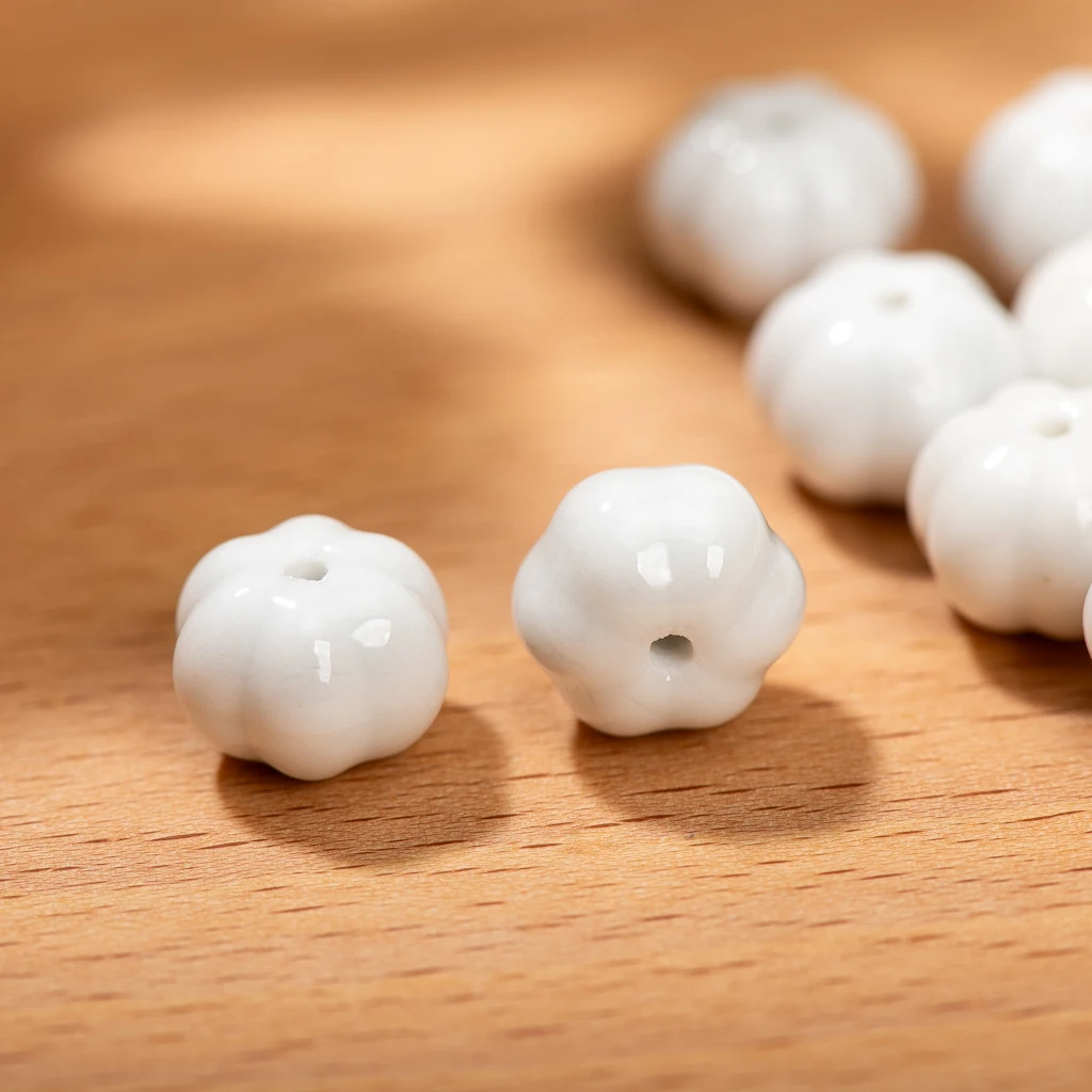 13mm Keramik Kürbis perlen perfekt tadellos raffiniert mit präzisen Standard kleinen Loch feine Handwerks packung von 10 Stück – Detail 4