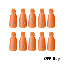 Colorful Acrylic Nail Art Soak Off Cap Clips - 10-Piece Set for Manicure and UV Gel Polish Removal (Orange)