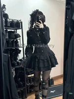 Printemps Vintage Style gothique robe à lacets femmes Design haute rue noir Lolita robes minces 2025 Y2k dentelle à manches longues vêtements 2