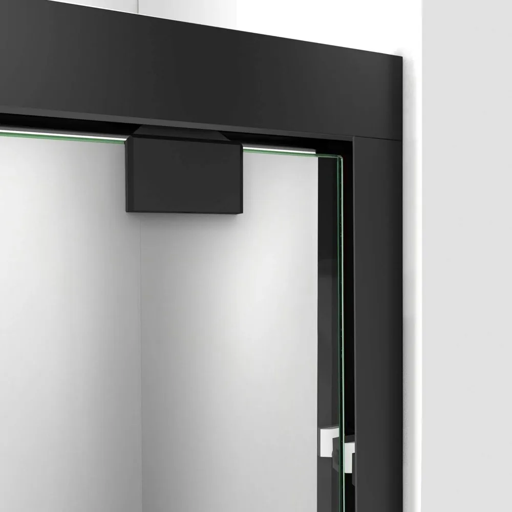 Semi-frameless bypass sliding shower door, black satin, 56-60 x 76,5/16 inches wide. (8 mm) transparent tempered glass 4