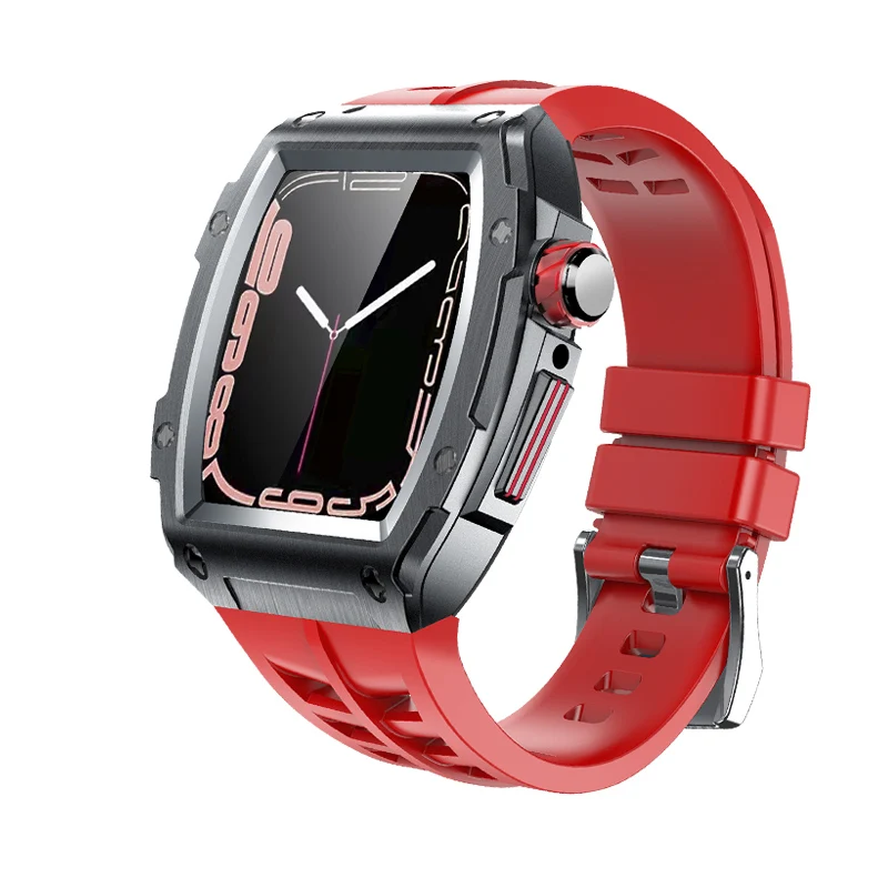 Ремешок и чехол из нержавеющей стали для Apple Watch 45 мм 44 модифицированный