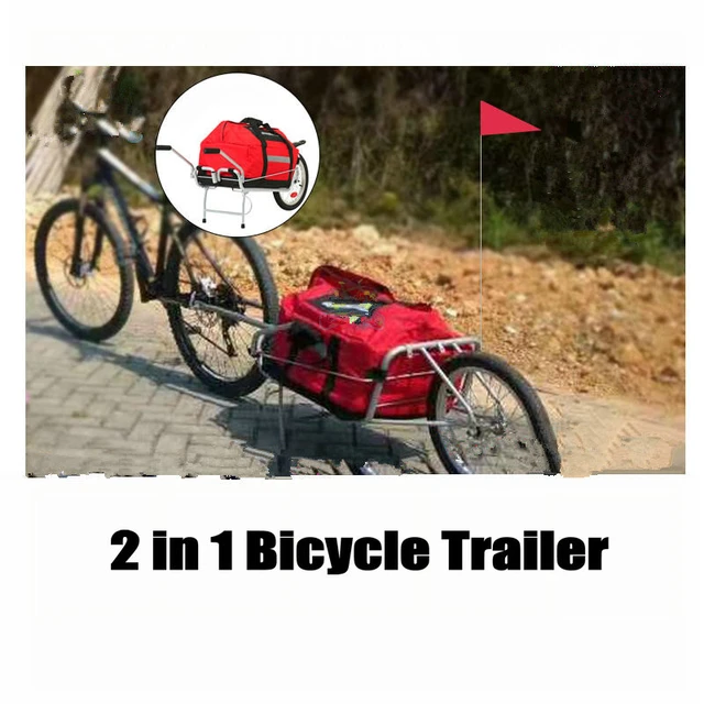 2 en 1 remolque de bicicleta carro de compras HOMCOM 53x43x110 cm