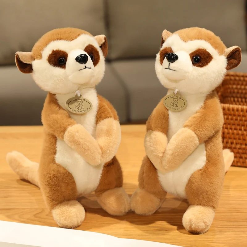 Hot Lifelike Meerkat Plush Toy Soft Stuffed Wild Lemur Doll Cute Funny Anime Animal Desktop Pet for Kids Birthday Gift