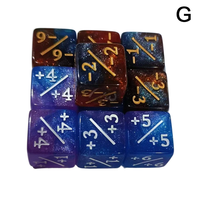 10pcs Six Sided Dice Set D6 Counters +1/+1 And -1/-1 Set For Math Teaching Game Accessories Kid Arithmetic Toys