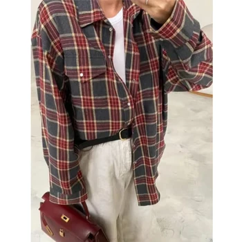 2025 Vintage Women Oversized Long Sleeve Flannel 1