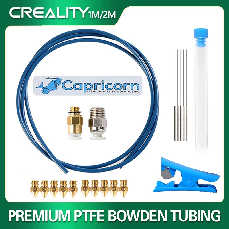 Capricorn Bowden Ptfe Tubulação 1m 2m xs Série 1.75 mm Filamento com Acessórios Pneumáticos & Cortador de Tubo para Creality 3d Impressoras