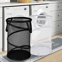 High-quality Cylindrical Folding Laundry Basket  Mesh Basket Household Large Capacity Package Multi Functional and Durable 3