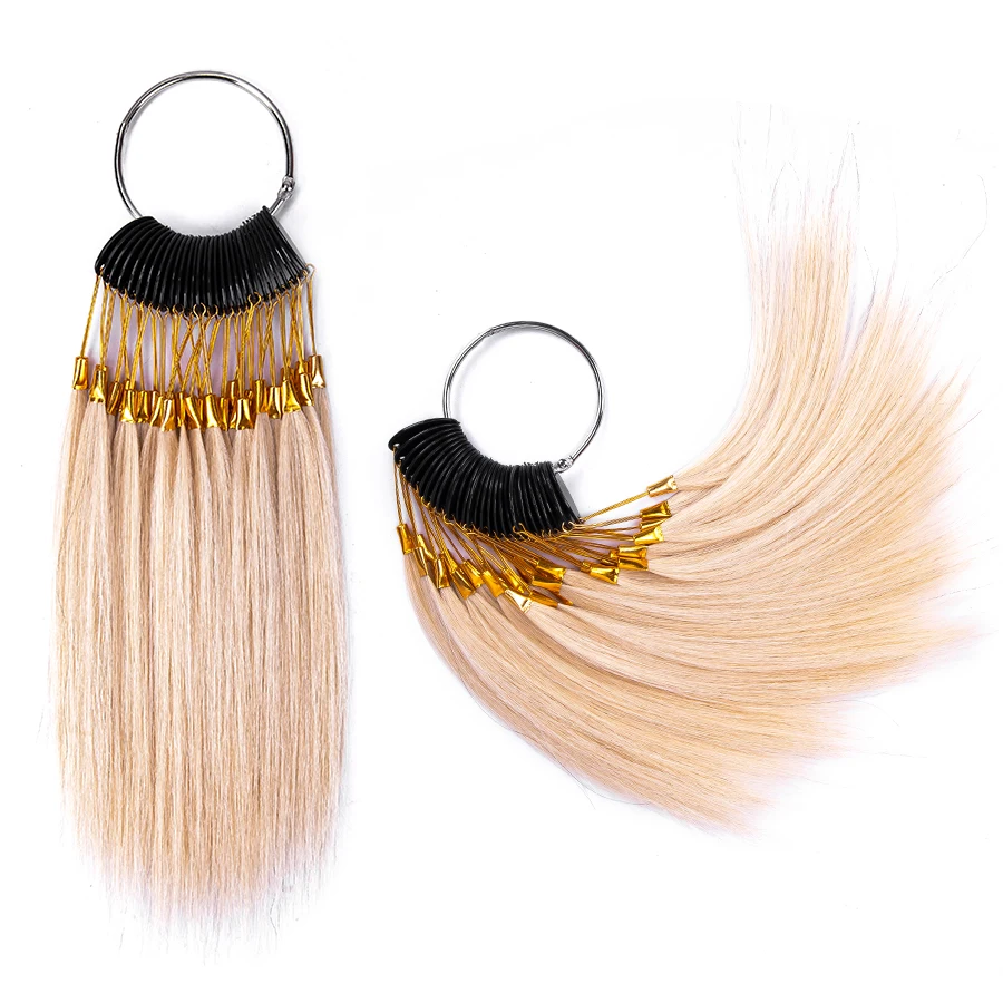 Human Color Rings Dyer Hair Testing Colored Strands For Hair Teaching Natural Virgin Can Be Dyed Crimp Curly Salon Tools