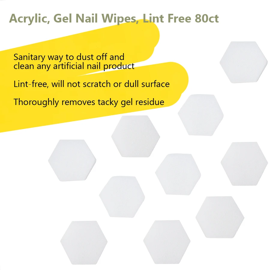 Lint Free Nail Wipes Fibreless Sponges 80 Count-For Acrylics Wraps UV Gels Gentle Disposable nail polish remover wipes disposable nail pads