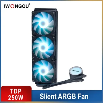 IWONGOU 수냉식 냉각기, CPU 240mm 액체 냉각, 4 핀 Pwm Rgb 프로세서 냉각기, CPU 방열판, 120mm 팬, PC 수냉식 라디에이터