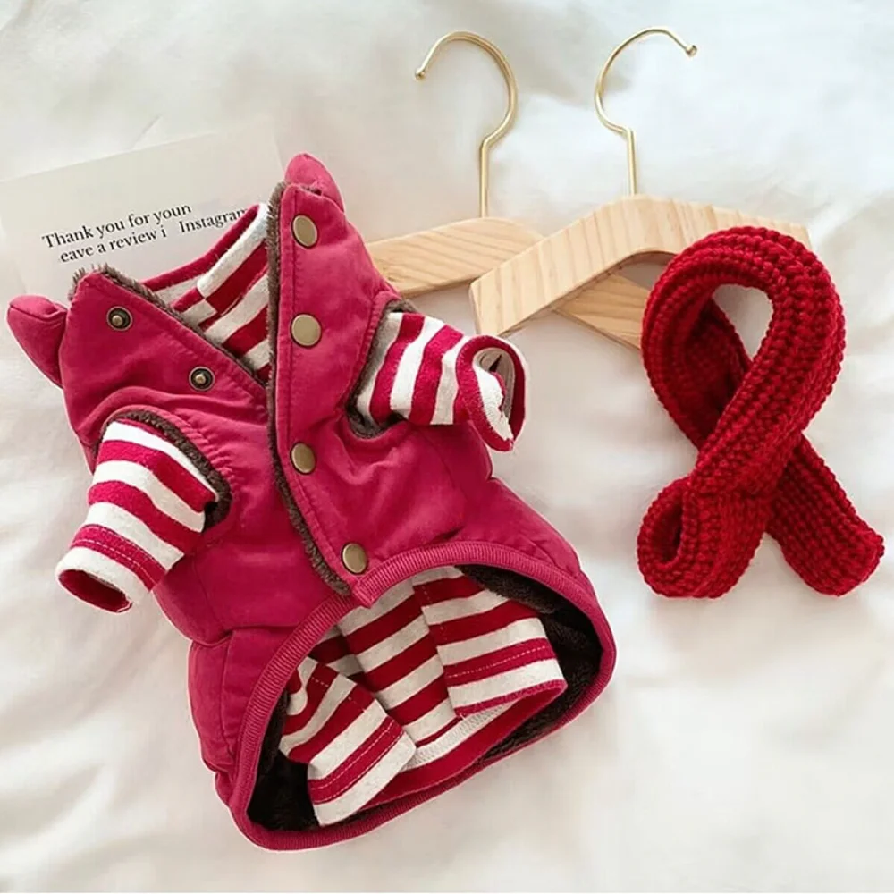 PetWarmCoatAutumnWinterMediumSmallDogClothesFashionStriped